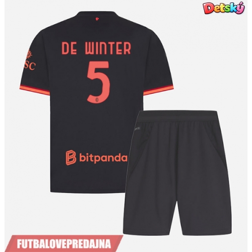 Lacne Dětský Futbalové dres AC Milan Koni De Winter #5 2026-27 Krátky Rukáv - Tretina (+ trenírky)
